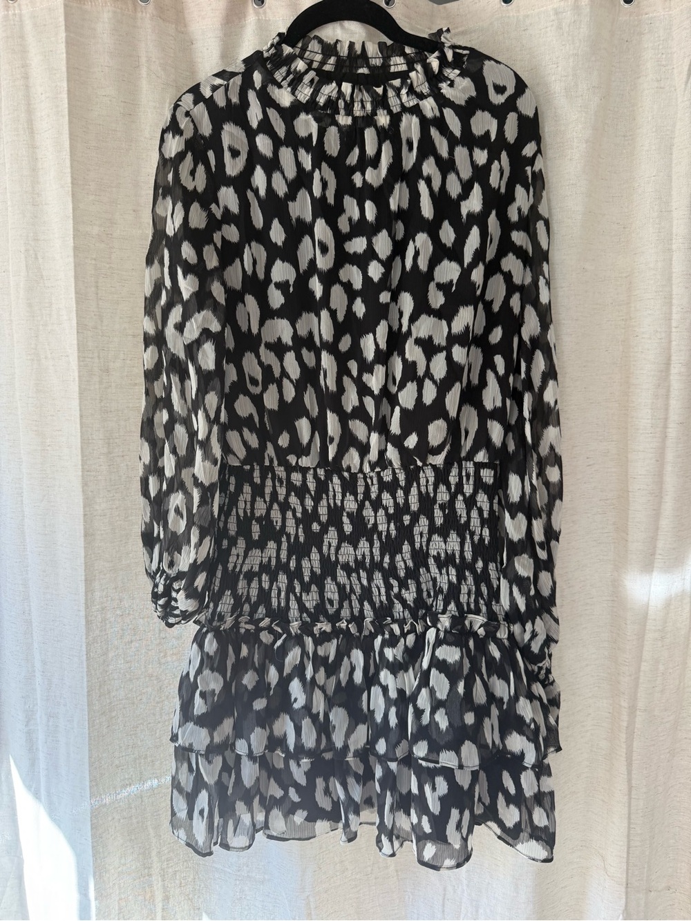 fab'rik Black and White Animal Print Dress
